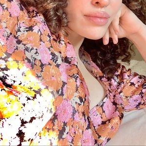 Leyden-  floral boho smocked dramatic sleeves